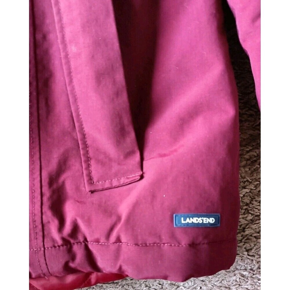 Lands End Squall Hooded Parka Anorak Medium 10/12 Burgundy Red Ski Jacket - Picture 5 of 13